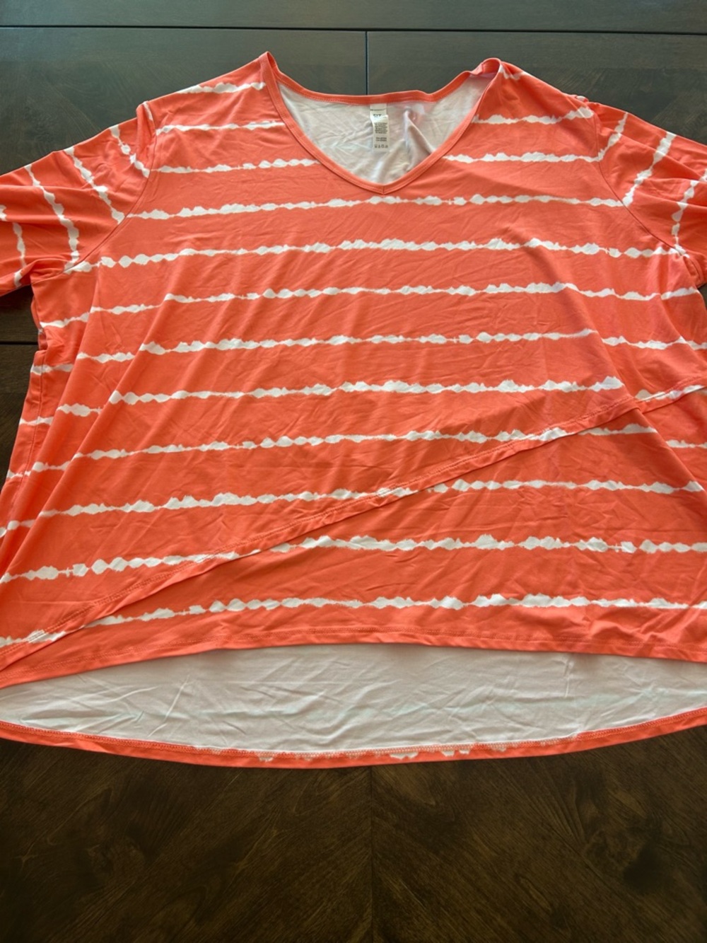 Women’s Coral Stripe V-Neck Short Sleeve Tee